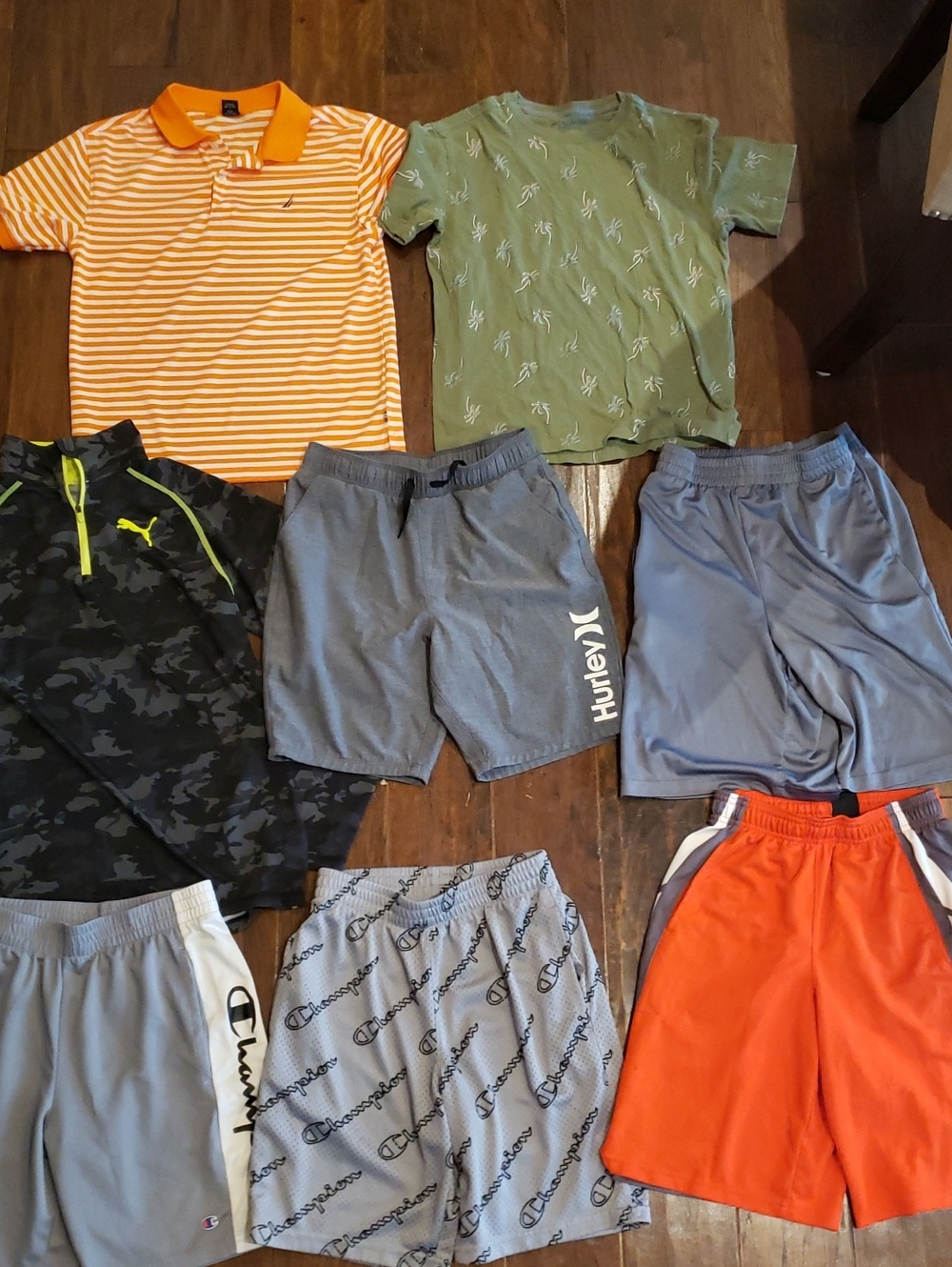 Hurley Gray Elastic-Waist Athletic Shorts